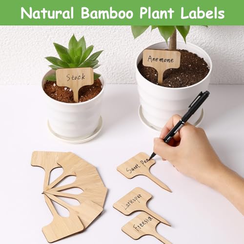 75Pcs Bamboo Plant Labels with Marker Pen, Seedling Nursery Sign Tags