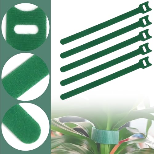 200Pcs Green Nylon Adjustable Plant Ties & Cable Straps