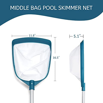 5 Foot Ultra Fine Mesh Pool Spa Leaf Skimmer Rake Net with Adjustable Pole - size: Pool Skimmer with Pole