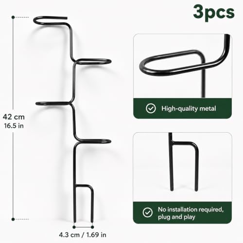 3Pcs Plant stem Supports for Indoor Plants - 17" Metal Stakes for Monstera - color: Black