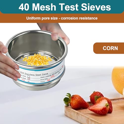 2.36" (6cm) Full 304 Stainless Steel Mini Lab Sieve, 40 Mesh (0.45mm) - size: 40 Mesh(0.45mm)/Ф2.4in(6CM)