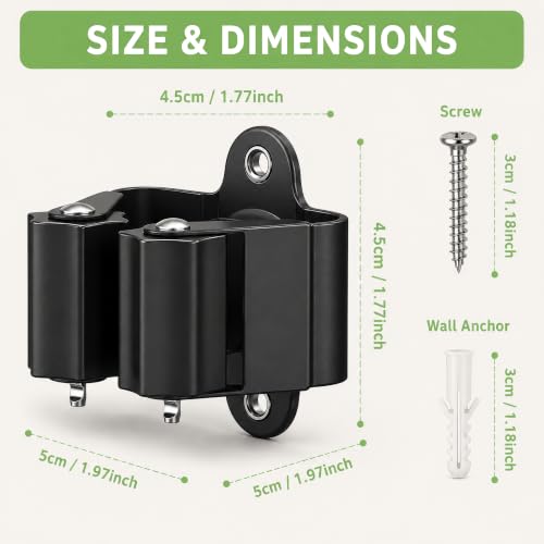 3-H Broom Holder Wall Mount 30 Pack, Stainless Steel Mop Hanger with Screws - color: Black, size: 30