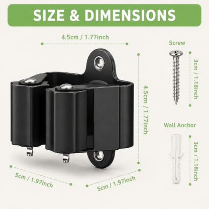 3-H Broom Holder Wall Mount 30 Pack, Stainless Steel Mop Hanger with Screws - color: Black, size: 30