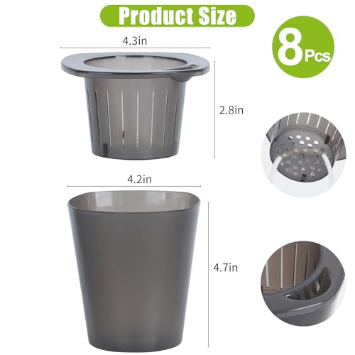 Oliz Self Watering Planter 8 Pcs,4.3 Inch Flower Plant Pot with Inner Pot, Indoor Self Watering Planter Pot for Herbs, Flowers - color: Black