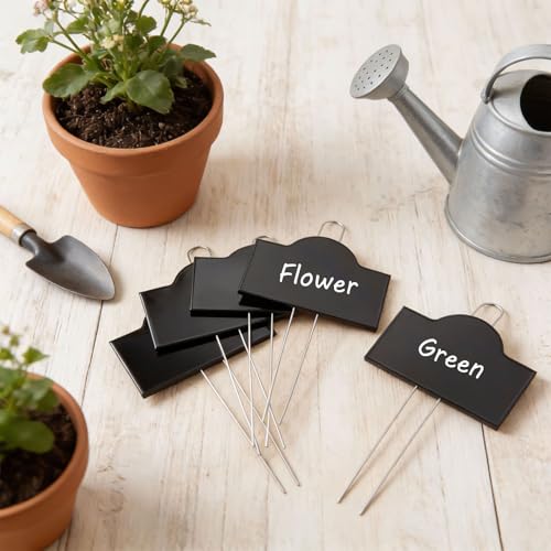 Landhoow Extra Large Metal Plant Markers 6" x 4" with 11'' Stake, 30 Pack