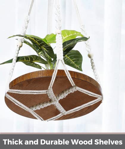 2 Pack Plant Hanger Indoor, Hanging Plant Shelf (12" + 10") - color: Beige, size: 2-Pack, 1-Tier