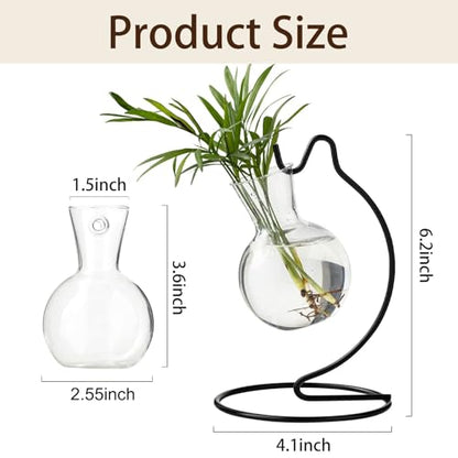 Plant Propagation Station, Plastic Vase with Metal Stand, Clear Plastic Hanging Vase, Hydroponic Planter for Office Home Wedding Tabletop Decoration (8)
