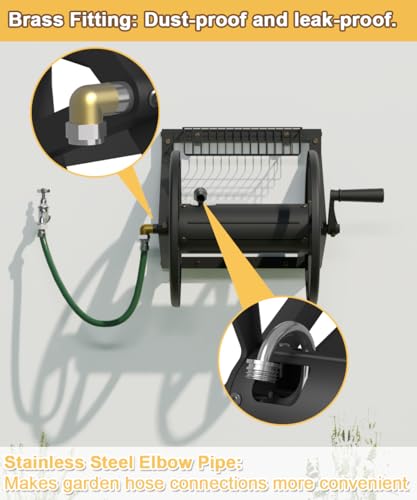 Artigarden Triangle Wall Mounted Garden Hose Reel Outdoor Hose Holder Black - color: Black