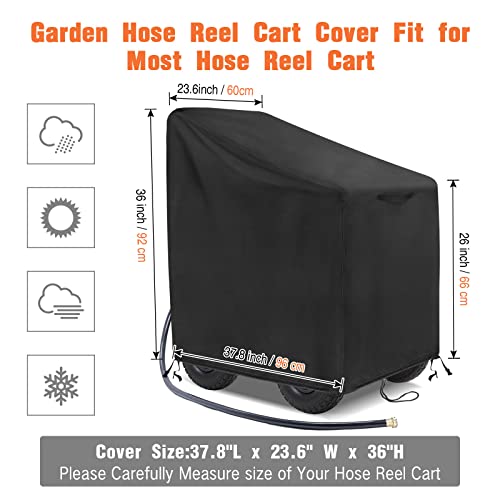 Outdoor Garden Hose Reel Cart Cover Waterproof-37.8x23.6x36in - size: 37.8"L x23.6"Wx 36"H