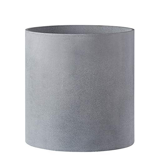 FaithLand 10 Inch Fiberstone Planter - Lightweight Modern Cylinder Plant Pot with Drainage Hole & Plug, Authentic Concrete Look, Gray - color: Gray, size: 10 inch