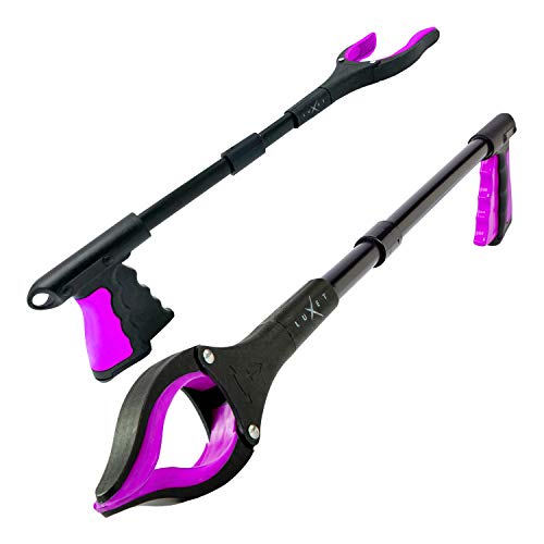 Grabber Reacher Tool 19 Inch Long, Foldable Pick Up Stick - Strong Grip Magnetic Tip - Heavy Duty Trash Picker Claw Reacher Grabber Tool Elderly Wheelchair Mobility Aid (Pink) - color: Pink