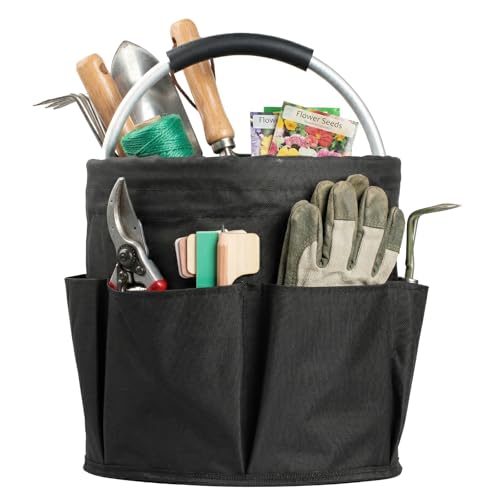 WOOHA Tool Organizers Bag 17L Collapsible Tool Bag Bathroom Caddy Outdoor Camping Garden Harvest Basket Home Bathroom Storage Bath Wash Bag（Black） - color: Black, size: 1 Pack