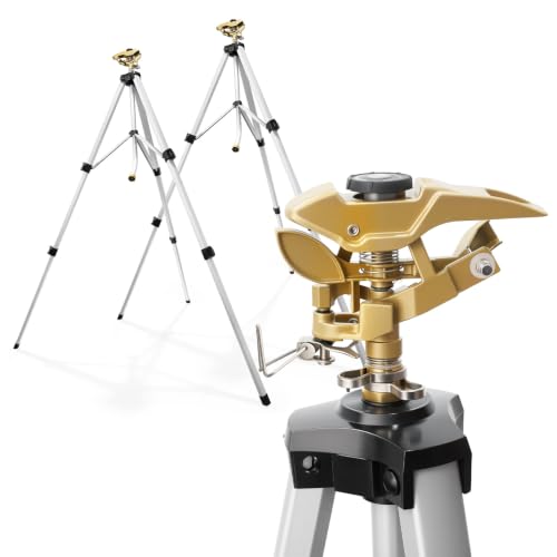 RESTMO Tripod Sprinkler 2 Pack 48” Full Metal Impact Sprinklers for Yard - size: 2 Pack
