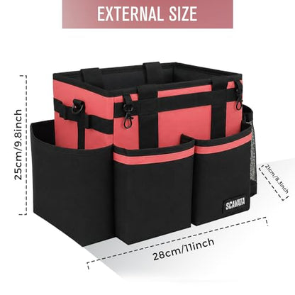 SCAVATA Compact Wearable Cleaning Caddy with Handle & Shoulder Straps - color: CaralPink