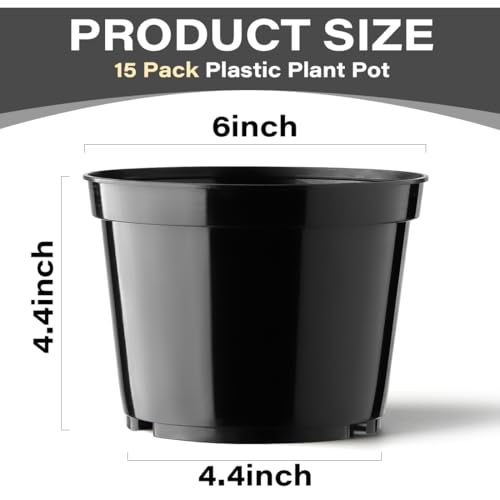 BTPLASTIK 15 Pack 6 Inch Plastic Plant Pots with Drainage Holes, Sturdy Nursery Pots for Plants, Thickened Flower Pots for Indoor Outdoor Planting Transplanting, Succulents, Seedlings, Black - color: Black, size: 6 Inch-15P