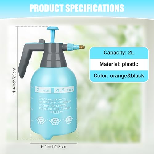 3Pcs 1/2 Gallon Hand Pump Sprayer with Adjustable Nozzle, Blue - color: Blue
