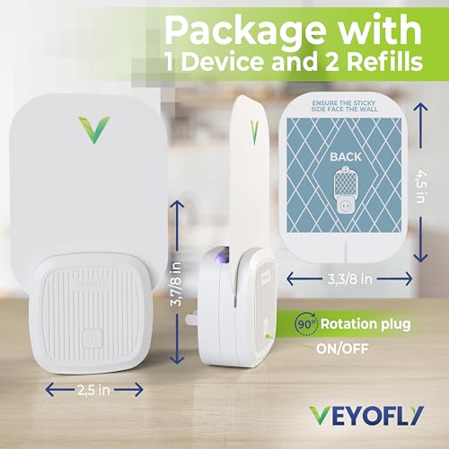 VEYOFLY Fruit Fly Traps Indoor Plug-in UV, Gnat Trap, 1 Device + 2 Refills - size: 1 Device + 2 Refills
