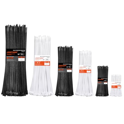 Zip Ties Assorted Size,400 Pack,6+8+12+14+18 Inch Double Sided Toothed,120 LBS Tensile Strength Heavy Duty Cable Wire Ties Self-Locking Adjustable Durable Nylon Tie Wraps for Indoor Outdoor White - size: 4+6+8+12+14+18 inch 400 Pack （18-120 Lbs ）