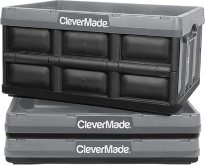 CleverMade Collapsible Storage Bins, 32L 3 Pack, 66 lb Stackable, Stone - color: Stone, size: 32l - 3 Pack