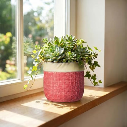 6 Inch Pots for Plants, Ceramic Planter, Round Flower Pots, Red - color: Red, size: 6 Inch