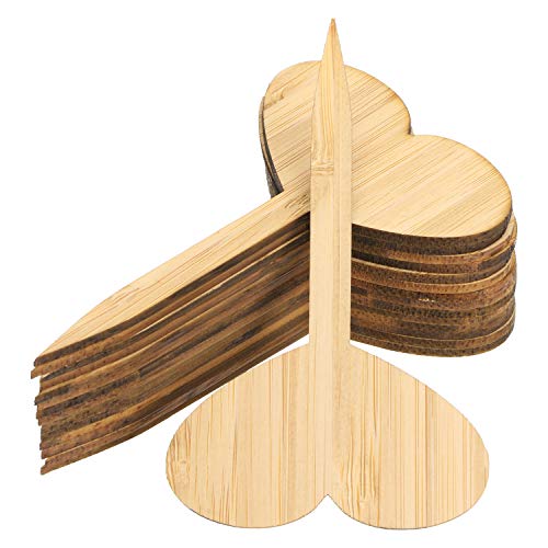 ONLYKXY 30 Pieces Plant Labels, Bamboo Plant Seed Labels Set, Wooden Plant Sign Tags, Nursery Garden Herbs Flowers Vegetables Seed Potted Plants Markers (Heart Shaped Plant Labels)