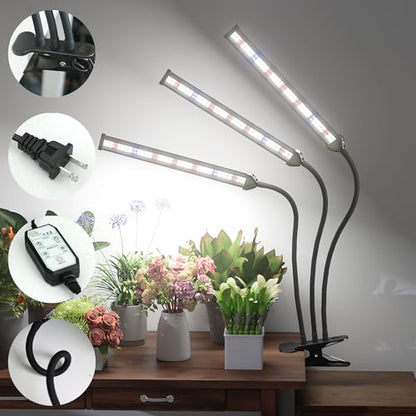 GooingTop Grow Light,24W (160Watts Equiv) 5000K White Full Spectrum LED Growing Lamp Clip on Desk for Indoor Plants,Bulbs Replaceable & Non-dimmable (Black, 120Watts) - size: 120Watts