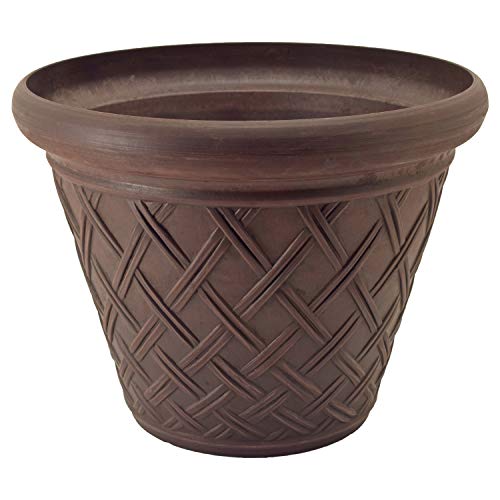 PSW Pot Collection Basket Weave Planter Pot for Indoor and Outdoor Plants and Gardens, 18-inch, Chocolate - color: Chocolate, size: 18 by 14-Inch