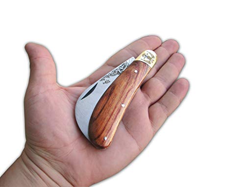 Glittering Bazaar 7" Folding Garden Hawkbill Sickle, Weed Pruning, Mushroom, Budding Grafting, Vineyards Tool for Gardeners or Campers Harvesting Orchards - High Carbon Steel