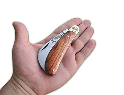 Glittering Bazaar 7" Folding Garden Hawkbill Sickle, Weed Pruning, Mushroom, Budding Grafting, Vineyards Tool for Gardeners or Campers Harvesting Orchards - High Carbon Steel