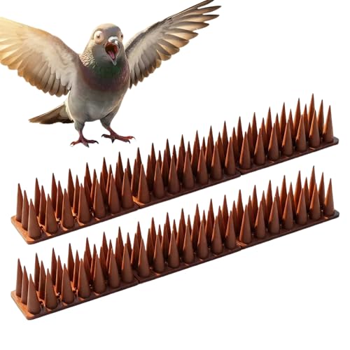 Bird & Animal Deterrent Spikes, 60 Packs Outdoor Plastic Spike Strips for Roof, Ledges, Fence, Walls & Railing, Humane Squirrel, Raccoon & Pigeon Barrier, 60 FT Coverage, Brown - color: Brown, size: 60 FT Coverage