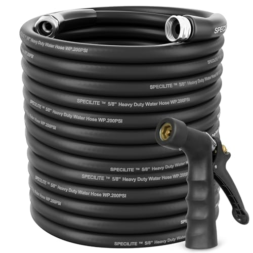 SPECILITE 5/8" Hot/Cold Garden Water Hose 200 ft, -50℉-158℉, Black - size: 5/8in x 200ft