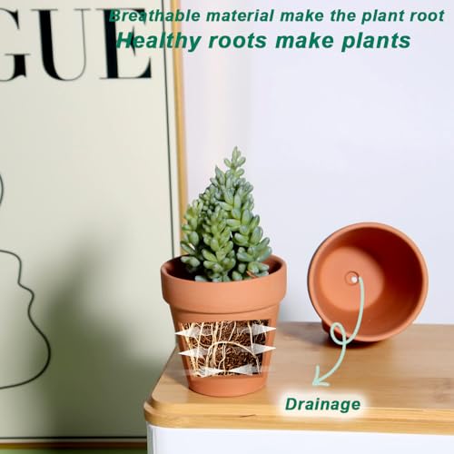 vensovo 2.5" Tiny Terracotta Pots with Drainage, Mini Clay Pot, 12 Pack