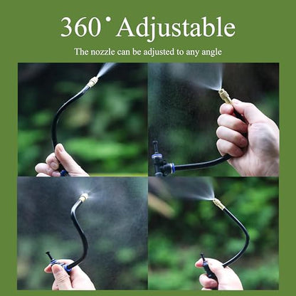 360° Adjustable Drip Irrigation System - 17FT Garden Watering System with 5 Nozzles, Garden Irrigation System, Greenhouse Accessories, Atomizing System for Yard, Lawn, Plants, 5/16 inch Hose - size: 17FT with 5 Nozzles