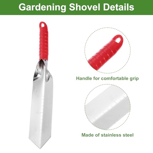 HARFINGTON Garden Hand Shovel 15.2 x 2.7 Stainless Steel Trowel Garden Tool for Digging Planting Transplanting, Red