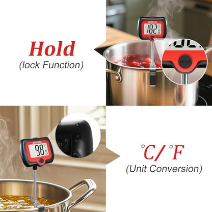 BOMATA Digital Candy Thermometer with Pot Clip, Deep Fry Oil Thermometer - color: Black