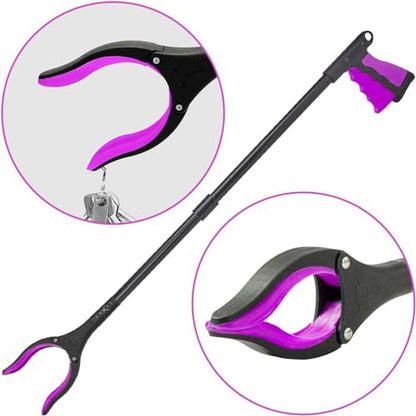 Grabber Reacher Tool - 2 Pack - Latest Version Long 19/32 Inch Foldable Pick Up Stick - Strong Grip Magnetic Tip Lightweight Trash Picker Claw Reacher Grabber Tool for Elderly Reaching, Luxet (Pink) - color: Pink