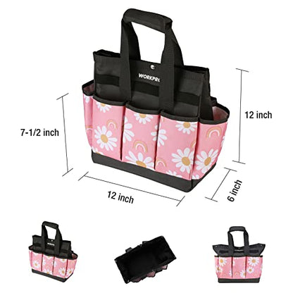 WORKPRO Garden Tool Bag, 9 Pockets Gardening Bag - color: Floral Pink