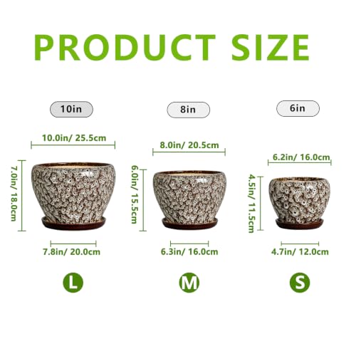 10+8+6 Inch Plant Pot, Ceramic Pots for Plants, White Leopard - color: Leopard White