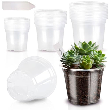 4/5/6Inch Nursery Pot,30 Pack Clear Pots with Drainage - size: 4/5/6Inch