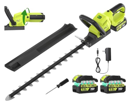 20V 22-Inch Hedge Trimmer Cordless with 2x5.0Ah Battery & Charger - color: Green