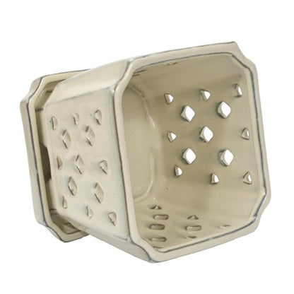W&W Orchid Pot with Holes and Saucer for Repotting and Better Grow, Cream White, 7" - color: Cream White