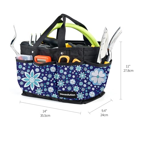 Housolution 14 Inch Gardening Tote Bag, Garden Storage Bag, Blue Flowers - color: Blue Flowers, size: 14 Inch