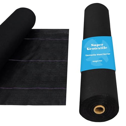 Super Geotextile Professional 5oz Geotextile Weed Barrier Fabric - Heavy Duty Landscape Fabric for Gardening, Landscaping, Weed Fabric (4x250) - size: 4' x 250'
