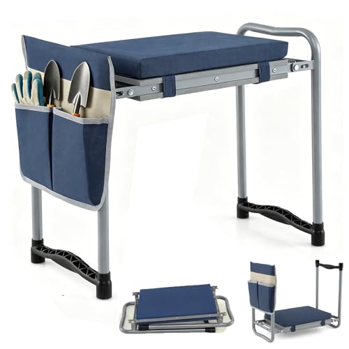 IRONMAX Garden Kneeler and Seat with 15.5" L×11" W EVA Kneeling Pad, Blue - color: Blue, size: 15.5"L×11"W