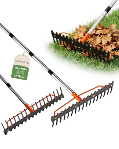 63'' Bow Rake for Soil Leveling, 17 Tines Heavy-Duty Garden Rakes - size: 63IN