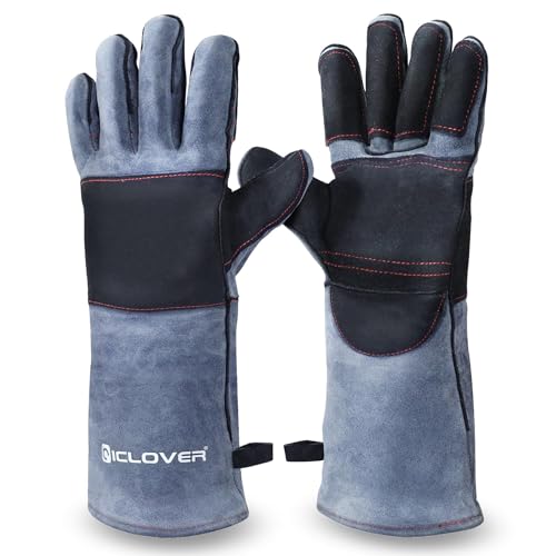 IC ICLOVER Animal Handling Gloves, Snake Bite Proof Gloves, Double Leather - color: L -16inch