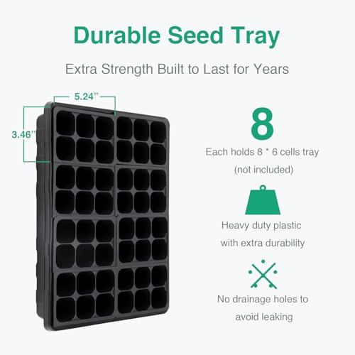 SOLIGT Thick Plastic 5-Set Strong Seed Starter Trays with 5" Humidity Domes - size: 5 Set