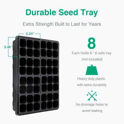 SOLIGT Thick Plastic 5-Set Strong Seed Starter Trays with 5" Humidity Domes - size: 5 Set