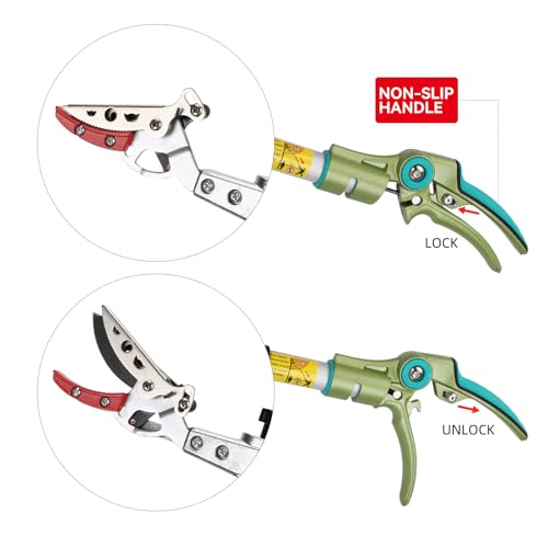 LeafLux Extendable Tree Cutter & Fruit Picker, 3.67-5.45 FT Telescopic Pole Pruner, Lightweight Aluminum Handle, Teflon-Coated Blade, Cuts Up to 1/2 Inch, for Fruit Picking & Branch Cutting | LFX101 - size: 3.67-5.45FT