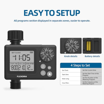 Digital Programmable Water Timer, Garden Hose Sprinkler Timer for Irrigation and Watering Systems, 1 Outlet